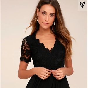 Lulu's Angel in Disguise Black Lace Skater Dress